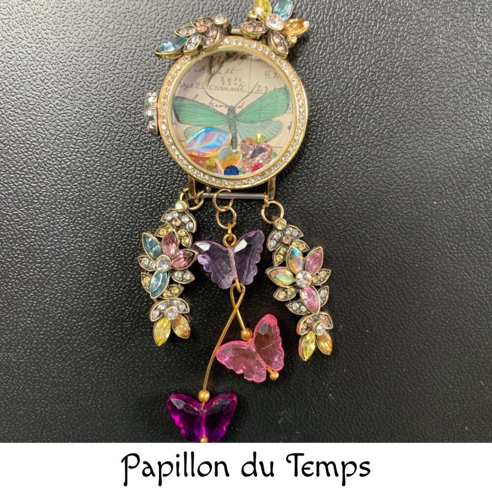 Papillon du Temps – Upcycled Watch Pendant Hybrid (Butterfly of Time)